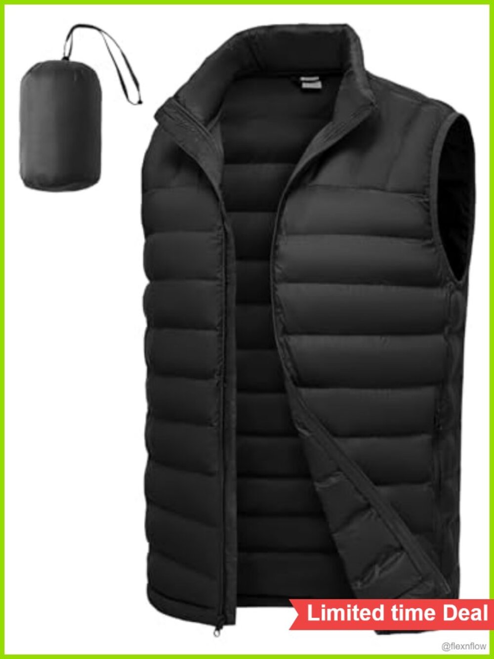 Men's Lightweight Packable Puffer Vest Water-Resistant Sleeveless Puffy